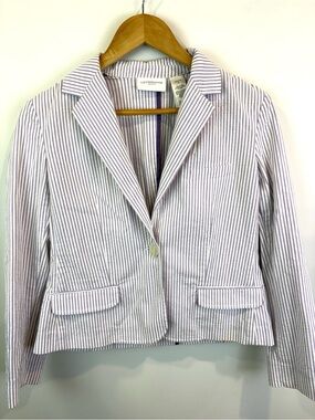 Vintage Liz Claiborne Lavender and White seersucker Pinstripe Blazer size 8P
